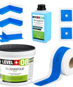 Dichtset Duschabdichtung Flüssigfolie 5,5kg Innenecke Dichtband Bad Dusche Küche LEVEL+ SET343
