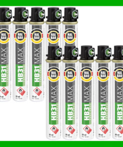 Gaskartusche für Nagler 10x 165mm | 80ml Fuel Cell Ersatzgas grün Ring HB31