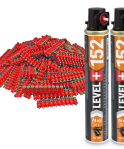 Set: 1000 St. Betonnägel 15mm/ Ø2,6mm für Gasnagler + 2 St. Ganzjahresgas Gaspatrone 152mm/ Ø32mm, Gaskartusche, Fuel Cell, HB42_LEVEL+152