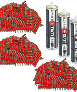 Set: 3000 St. Betonnägel 25mm/ Ø2,6mm für Gasnagler + 3 St. Ganzjahresgas Gaspatrone 115mm/ Ø32mm, Gaskartusche, Fuel Cell, HB42_LEVEL+115