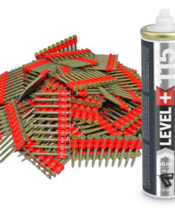 Set: 1000 St. Betonnägel 38mm/ Ø2,6mm für Gasnagler + 1 St. Ganzjahresgas Gaspatrone 115mm/ Ø32mm, Gaskartusche, Fuel Cell, HB42_LEVEL+115