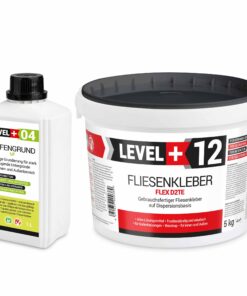 Set Fertig Fliesenkleber 5kg Tiefengrund LF 1L Flexkleber Weiß LEVEL+ SET205