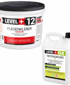 Fertig Flexkleber 10kg + Tiefengrund 5 L Fliesenkleber für Glasmosaik LEVEL+ SET206