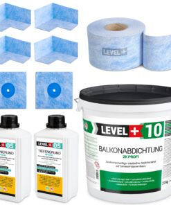 DichtSet 20kg Balkonabdichtung 2K Dichtband Badabdichtung Dusche Keller, LEVEL+ SET28