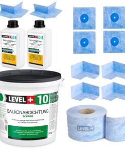 DichtSet 20kg Balkonabdichtung 2K Badabdichtung 25m Dichtband Tiefengrund LEVEL+ SET29
