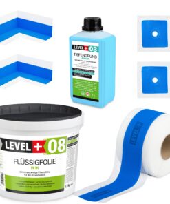 Dichtset Duschabdichtung Flüssigfolie 5,5kg Innenecke Dichtband Bad Dusche Küche LEVEL+ SET301