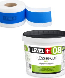 Dichtset Flüssigfolie 5,5kg Wassersperre Bad Dusche Dichtband Wasserdicht LEVEL+ SET306