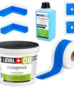 Dichtset Duschabdichtung Flüssigfolie 8kg Innenecke Dichtband Bad Dusche Küche LEVEL+ SET322