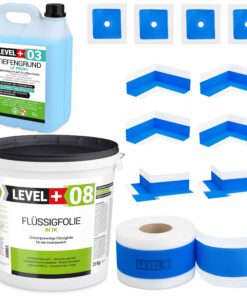 Dichtset Duschabdichtung Flüssigfolie 20kg Innenecke Dichtband Bad Dusche Küche LEVEL+ SET326