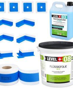 Dichtset Duschabdichtung Flüssigfolie 25kg Innenecke Dichtband Bad Dusche Küche LEVEL+ SET327