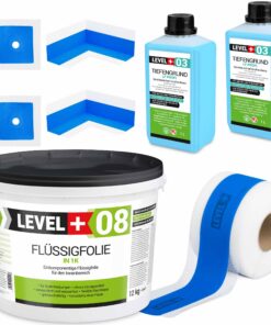 Dichtset Duschabdichtung Flüssigfolie 12kg Innenecke Dichtband Bad Dusche Küche LEVEL+ SET329