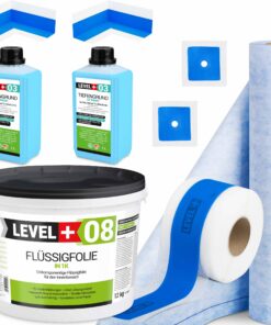 Dichtset Duschabdichtung Flüssigfolie 12kg Innenecke Dichtband Bad Dusche Küche LEVEL+ SET330