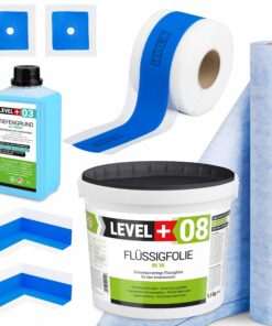 Dichtset Duschabdichtung Flüssigfolie 5,5kg Innenecke Dichtband Bad Dusche Küche LEVEL+ SET331