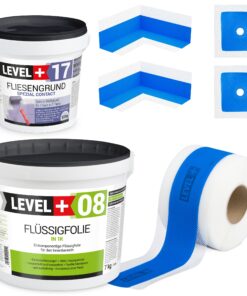 Dichtset Bad Dusche Flüssigfolie 7kg Fliesengrund 1,5kg Innenecke Dichtband LEVEL+ SET333