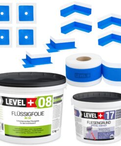 Dichtset Bad Dusche Flüssigfolie 12kg Fliesengrund 4kg Innenecke Dichtband LEVEL+ SET339