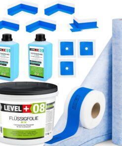 Dichtset Duschabdichtung Flüssigfolie 12kg Innenecke Dichtband Bad Dusche Küche LEVEL+ SET340