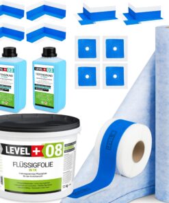 Dichtset Duschabdichtung Flüssigfolie 12kg Innenecke Dichtband Bad Dusche Küche LEVEL+ SET341