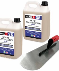 Beton-Zusatzmittel Set 10L Profi Bodenlegerkelle Zweiseitig Halbrund SET351
