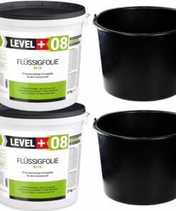 Dichtset Flüssigfolie 40kg + 2xkostenlos 20L Mörteleimer PVC Abdichtung LEVEL+ SET405