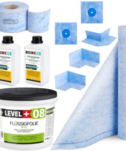 Dichtset für ca 10m² Abdichtung Dusche Bad Dichtbahn 12Kg Flüssigfolie LEVEL+ SET42