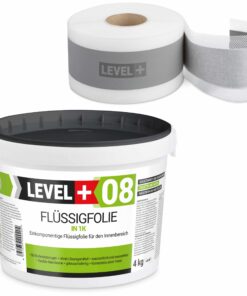Dichtset 4kg Flüssigfolie 5m Dichtband Duschabdichtung Bad Duschelement LEVEL+ SET43