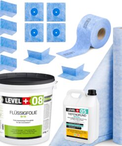 Dichtset 20Kg Flüssigfolie Dichtbahn Dichtband Dichtecke Badabdichtung LEVEL+ SET45