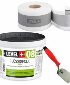 DichtSet Duschabdichtung Flüssigfolie 4Kg Dichtband 5m Spachtelkelle 60mm SET46