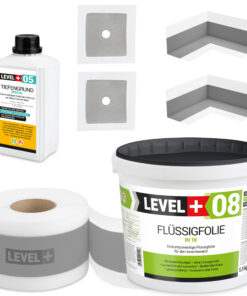 Dichtset für Dusche Bad Tiefengrund Dichtband Flüssigkunststoff 5,5kg LEVEL+ SET55