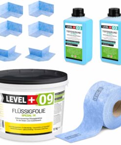Dichtset Flussigfolie 12kg Balkonabdichtung und Badabdichtung Innen Außen LEVEL+ SET60