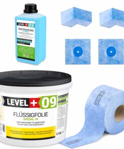 Dichtset für Bad Dusche, Balkon Abdichtung Dichtband Flussigfolie 9,5kg LEVEL+ SET65