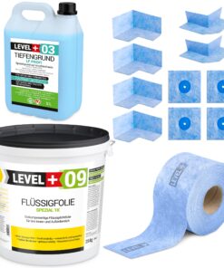 Dichtset Spezial Flussigfolie 25kg Abdichtung Bad Balkon Dusche LEVEL+ SET70