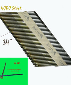 Streifennägel 3,1x90mm D-Kopf 90mm 34° papiergebunden 4400 Stück blank glatt für Gasnagler HB43