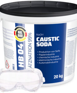 Rohrreiniger Ätzsoda Ölfarbentferner Eimer 20kg kaustisches Soda Natronlauge + Schutzbrille Arbeitskomfort Set HB04