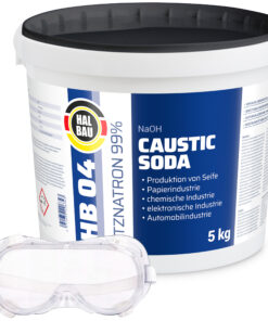 Rohrreiniger Ätzsoda Ölfarbentferner Eimer 5kg kaustisches Soda Natronlauge + Schutzbrille Arbeitskomfort Set HB04