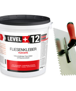 Fliesenkleber Set 20Kg Steinkleber + Zahnglätter Edelstahl Kleberbox LEVEL+ SET201