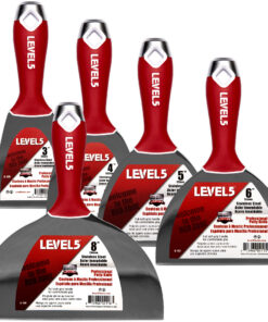 LEVEL5 Profi Set 5x Spachtel aus Edelstahl weicher Griff für Trockenbau 5-602