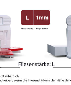 Alternative view of Zuglaschen 100 Stück Fugenbreite 1mm T-Lock Clips L Fliesenstärke 15-25mm Nivelliersystem Verlegehilfe PLM