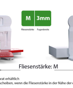 Alternative view of Zuglaschen 500 Stück Fugenbreite 3mm T-Lock Clips M Fliesenstärke 8-14mm Nivelliersystem Verlegehilfe PLM