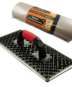 WDVS Schleifbrett Raspel Egalisierungsbrett 380mm + Styropor-Abfallsäcke 10x300L Set