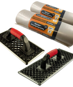 WDVS Schleifbrett StyroporHobel Raspel 27cm und 38cm+Styropor-Abfallsäcke 20x300L Set