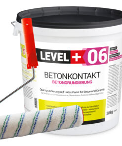Betonkontakt Haftbrücke Putzgrund Grundierung Betongrundierung 20Kg + Farbroller 25cm Mikrofaser LEVEL+06