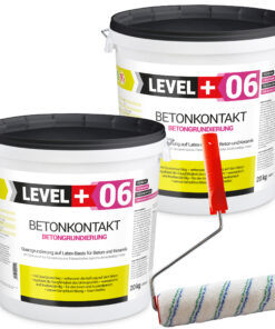 Betonkontakt Haftbrücke Putzgrund Grundierung Betongrundierung 40Kg + Farbroller 25cm Mikrofaser LEVEL+06