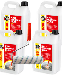 HALBAU Kaliwasserglas 28-30 Holzschutz BetonVersiegelung 20L+Farbroller 25cm Mikrofaser