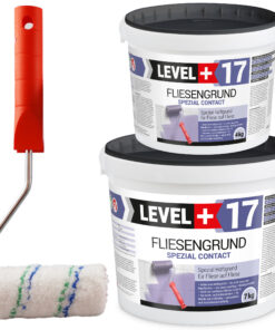 Fliesengrund 11kg Fliese auf Fliese Haftgrund Quarzgrund + Farbroller 10cm SET LEVEL+17