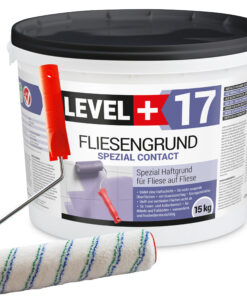 Fliesengrund 15kg Fliese auf Fliese Haftgrund Quarzgrund + Farbroller 25cm SET LEVEL+17