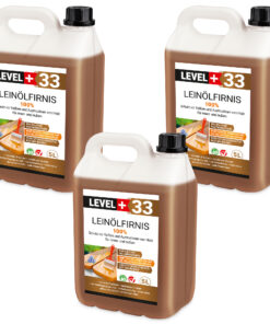 Leinöl Firnis 15 Liter, Holzschutz, Doppelt Gekocht, Holzpflege, Holzöl, Schnelle Trocknung, Natürlicher Holzschutz, Harzfrei LEVEL+33