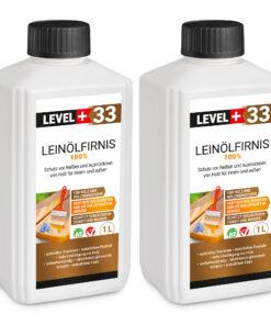 Leinöl Firnis 2x1 Liter, Holzschutz, Doppelt Gekocht, Holzpflege, Holzöl, Schnelle Trocknung, Natürlicher Holzschutz, Harzfrei LEVEL+33