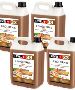 Leinöl Firnis 20 Liter, Holzschutz, Doppelt Gekocht, Holzpflege, Holzöl, Schnelle Trocknung, Natürlicher Holzschutz, Harzfrei LEVEL+33