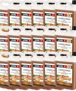 Leinöl Firnis 90 Liter, Holzschutz, Doppelt Gekocht, Holzpflege, Holzöl, Schnelle Trocknung, Natürlicher Holzschutz, Harzfrei LEVEL+33