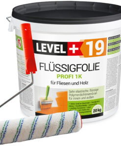 Flüssigfolie 1K Dichtfolie Abdichtfolie Abdichtung Terassen Keller Bad Dusche 20Kg + Farbroller 25cm LEVEL+19